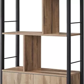 Biblioteca cu rafturi si 2 usi Vasagle, 74 x 30 x 154.5 cm, PAL/otel, maro/negru imagine