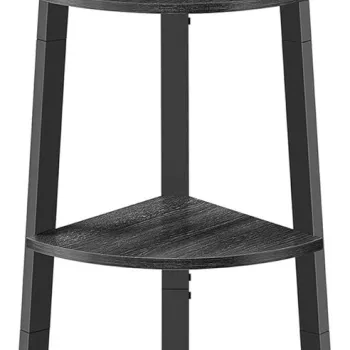 Biblioteca de colt cu 4 niveluri, Vasagle, 33.4x33.4x125 cm, max 5 kg/raft, otel/PAL, negru imagine