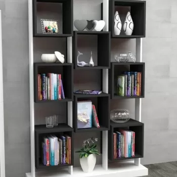 Biblioteca Edge, Decorotika, 120x29.5x188 cm, alb/negru imagine
