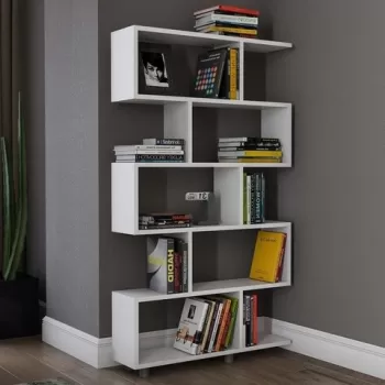 Biblioteca Elif, Kalune Design, 90x20x156 cm, alb imagine