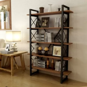 Biblioteca Elit, Violet, 100x24x180 cm, maro/negru imagine