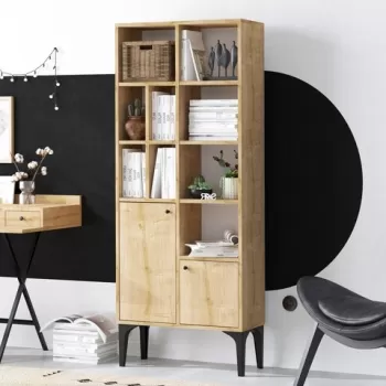 Biblioteca, Emerald, Castor 393MRD1233, 60 x 175 x 30 cm, pal melaminat, stejar imagine