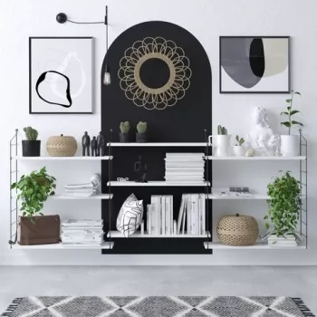 Biblioteca, Emerald, Lungo, 85 x 216 x 20 cm, pal melaminat, alb/negru imagine