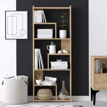 Biblioteca, Emerald, Megg, 60 x 150 x 15 cm, pal melaminat, stejar imagine