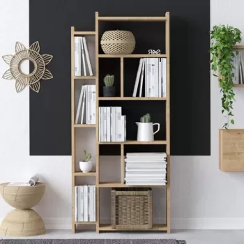 Biblioteca, Emerald, Momo, 65 x 150 x 15 cm, pal melaminat, stejar imagine