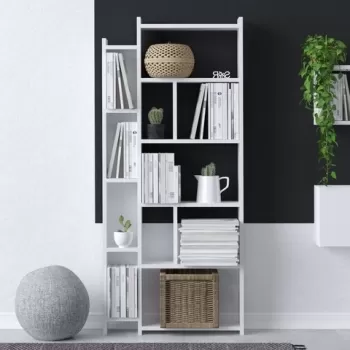 Biblioteca, Emerald, Nina, 65 x 150 x 15 cm, pal melaminat, alb imagine