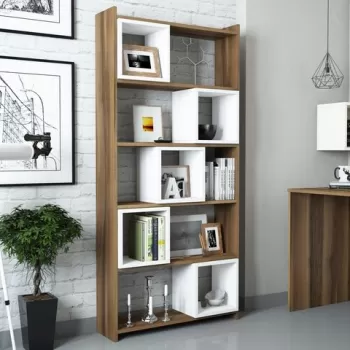 Biblioteca, Hommy Craft, Box 845HCT3601, 80 x 170 x 22 cm, pal melaminat, nuc/alb imagine