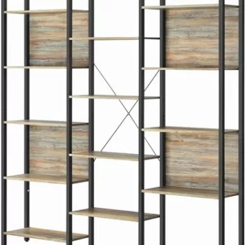 Biblioteca Ladder, Vasagle, 158 x 24 x 166 cm, PAL/otel, maro rustic imagine