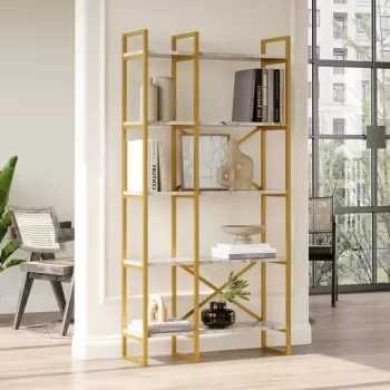 Biblioteca, Locelso, VG4-GE 956LCS1423, 87.5 x 175 x 30 cm, pal melaminat, ephesus/auriu imagine