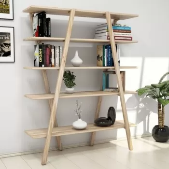 Biblioteca Makro, Puqa Design, 120x30x148 cm, bej imagine