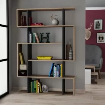 Biblioteca Mito, Homitis, 108.5x25.5x161 cm, maro/antracit imagine