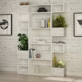 Biblioteca Niho, Decortie, 120x20x171 cm, alb imagine