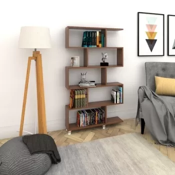 Biblioteca Nilufer, Elegance, 90x20x156 cm, maro imagine