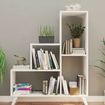 Biblioteca Nisa, Elegance, 88x20x106 cm, alb imagine