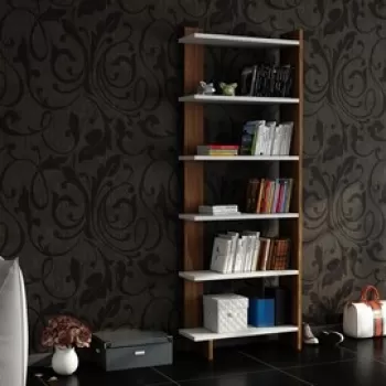 Biblioteca Order, Moblert, 47x22x170 cm, alb/maro imagine