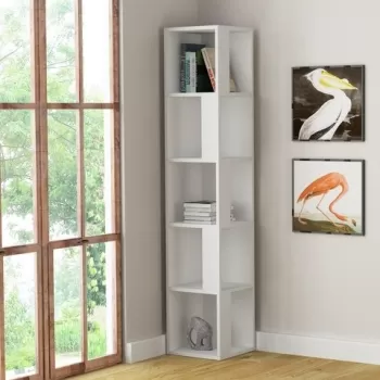 Biblioteca Piano, Decortie, 34x34x161 cm, alb imagine