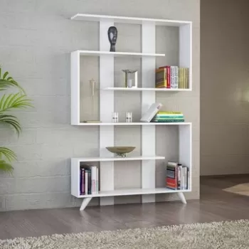 Biblioteca Rain, Woody Fashion, 120x20x162 cm, alb imagine