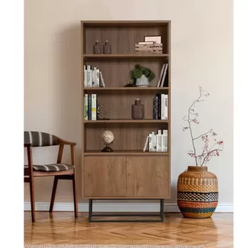 Biblioteca Reea, Sapphire, 80x36x182 cm, maro/negru imagine