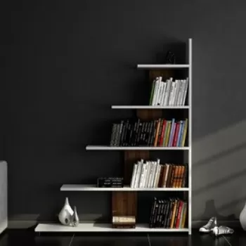 Biblioteca Reward, Moblert, 120x20x120 cm, alb/maro imagine