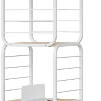 Biblioteca rotativa Vasagle, 43x43x158 cm, PAL/otel, max. 60 kg, bej/alb imagine