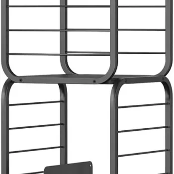 Biblioteca rotativa Vasagle, 43x43x158 cm, PAL/otel, max 60 kg, negru ebony imagine