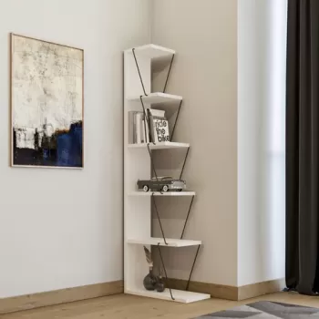 Biblioteca Tlos, Kalune Design, 50x22x150 cm, alb/negru imagine