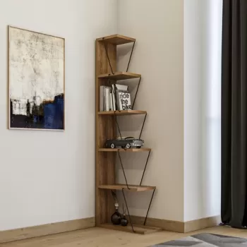 Biblioteca Tlos, Kalune Design, 50x22x150 cm, natural/negru imagine