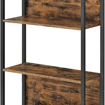 Biblioteca Vasagle, 60x24x186 cm, PAL/otel, maro rustic imagine