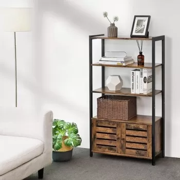 Biblioteca, Vasagle, 70 x 30 x 121.5 cm, fier/PAL, maro rustic imagine