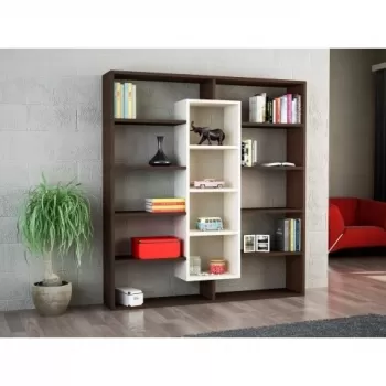 Biblioteca Wooden Art, Ample Wenge Birch, 125x135.7x22 cm imagine