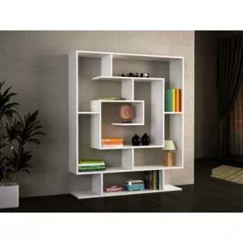 Biblioteca Wooden Art, Sarmasik White, 124.8x149.4x22 cm imagine