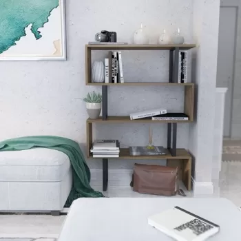 Biblioteca, Zena Home, Adriana 875ZNA3624, 91.5 x 124.5 x 29.5 cm, pal melaminat, stejar/negru imagine