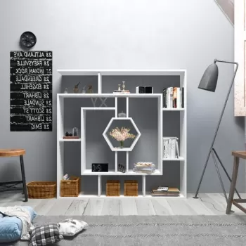 Biblioteca, Zena Home, Labrina 875ZNA3627, 134 x 134 x 22 cm, pal melaminat, alb imagine