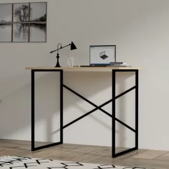 Birou, Asse Home, Addis, 90x76x56 cm, Stejar / Negru imagine