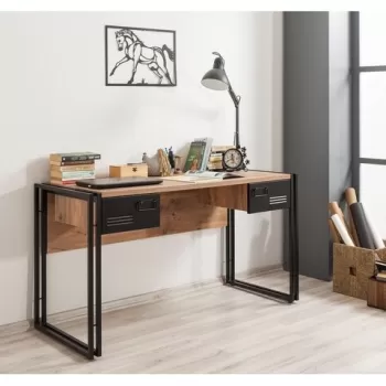 Birou Cosmo Siesta, Sapphire, 137x60x75 cm, negru/maro imagine