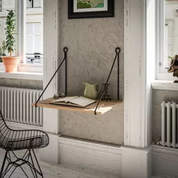 Birou cu fixare pe perete Tuna, Kalune Design, 70x50x50 cm, PAL, maro/negru imagine