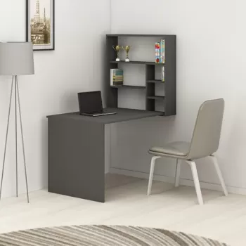 Birou cu raft de perete Sedir, Arnetti, 59x90x74 cm, PAL, antracit imagine