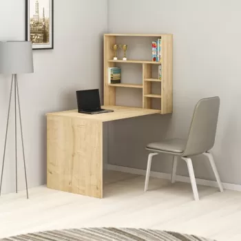 Birou cu raft de perete Sedir, Arnetti, 59x90x74 cm, PAL, natural imagine