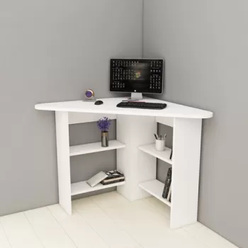 Birou de colt Corner, Arnetti, 80x80x73.8 cm, PAL, alb imagine