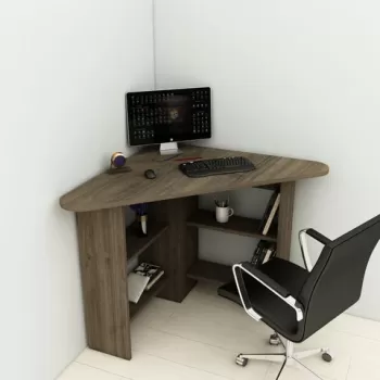 Birou de colt Corner, Arnetti, 80x80x73.8 cm, PAL, maro imagine