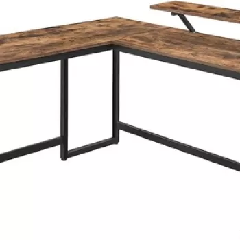 Birou de colt, Vasagle, Alinru, 140x130x92.2 cm, PAL/otel, gri imagine