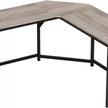 Birou de colt, Vasagle, Grey Corner, 149x149x75 cm, PAL/otel, gri imagine