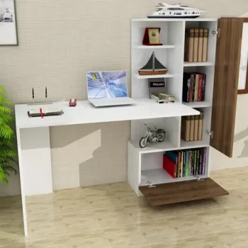 Birou Domingos, Furny Home, 150x60x120 cm, alb/maro imagine