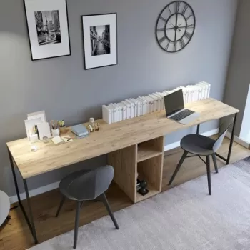 Birou dublu Ikili, Lacivert, 240x60x74 cm, PAL, natural imagine