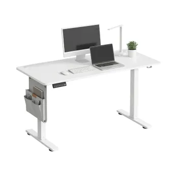 Birou electric cu inaltime reglabila, Songmics, 180x80x72-120 cm, functie de memorare a 4 inaltimi, alb cloud imagine