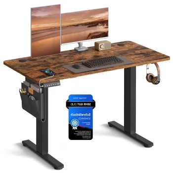 Birou electric reglabil pe inaltime Songmics, 120x60x72-120 cm, maro rustic/negru imagine