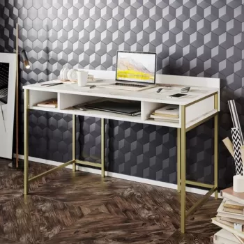 Birou, Hadley, T?mata, 120x75x60 cm, Aur/Alb imagine