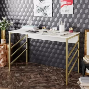 Birou, Hadley, Tuna, 120x75x60 cm, Aur/Alb imagine