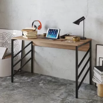 Birou, Hadley, Tuna, 120x75x60 cm, Nuc / Negru imagine