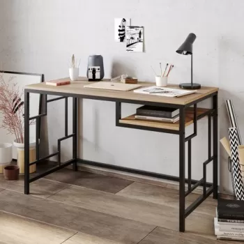 Birou, Hadley, Victory, 120x75x60 cm, Nuc negru imagine